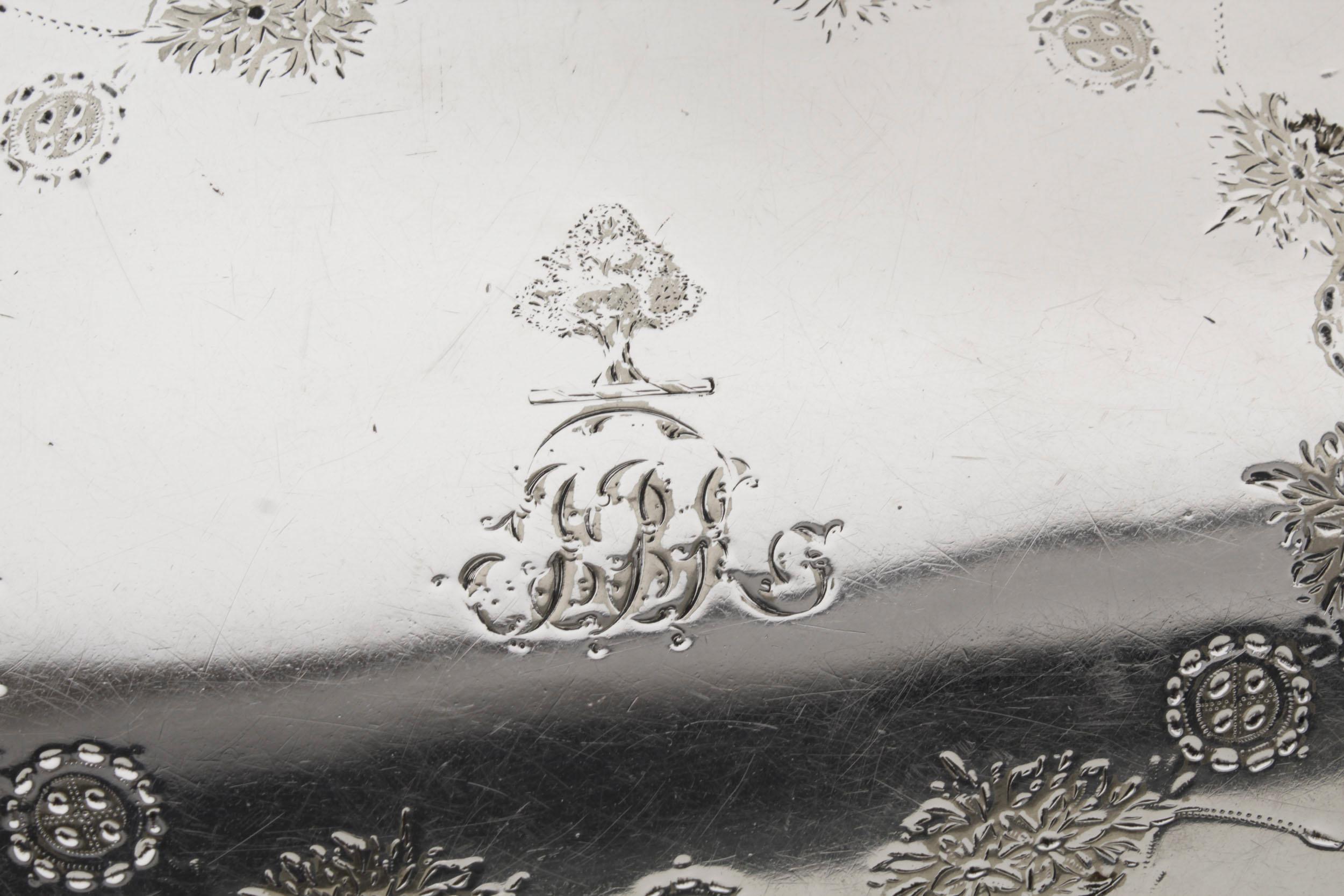 Antique Victorian Oval Silver Plated Gallery Tray 19th Century 4