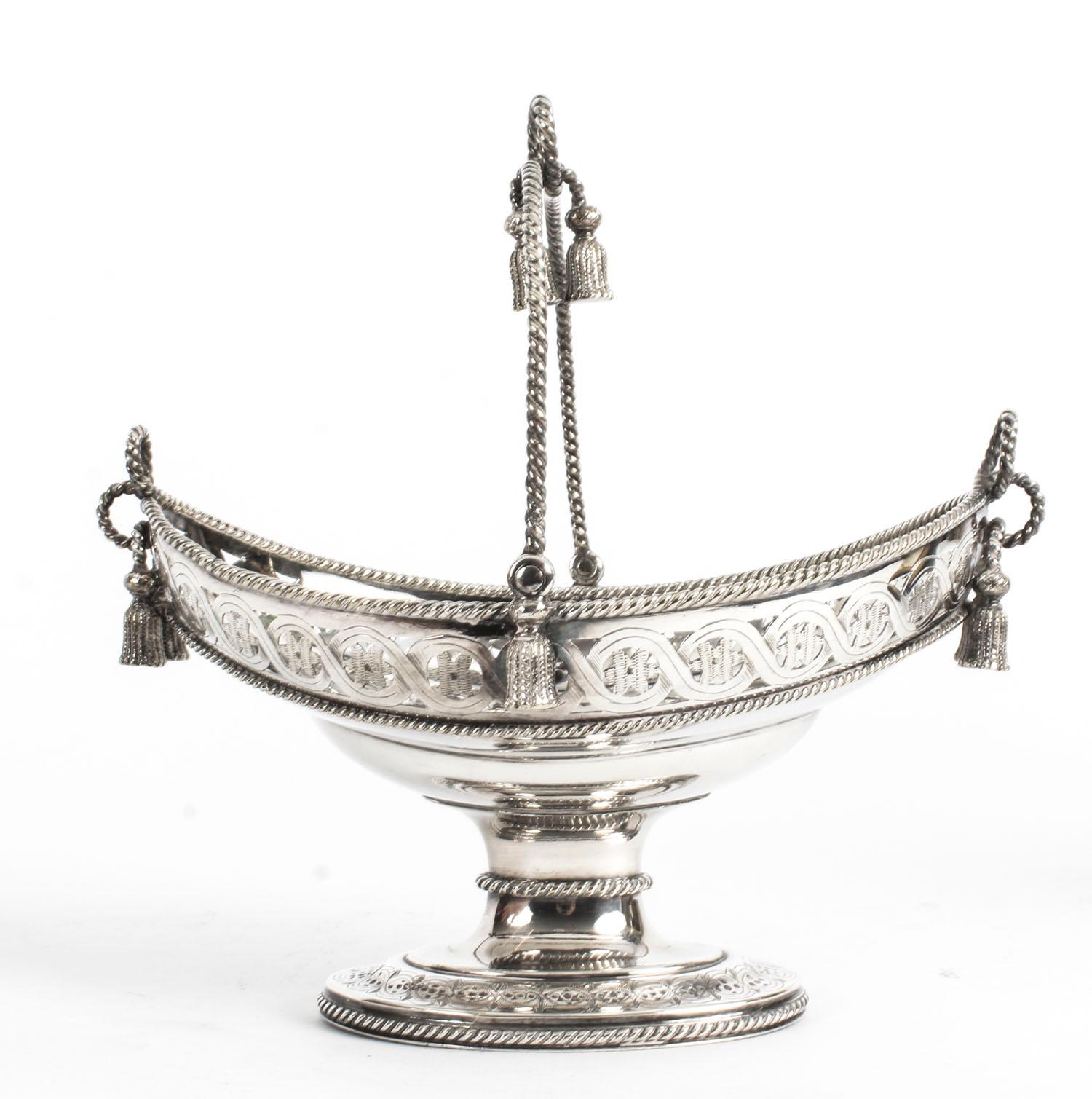 Antique Victorian Oval Silver Plated Sweet Basket, 19th Century 5