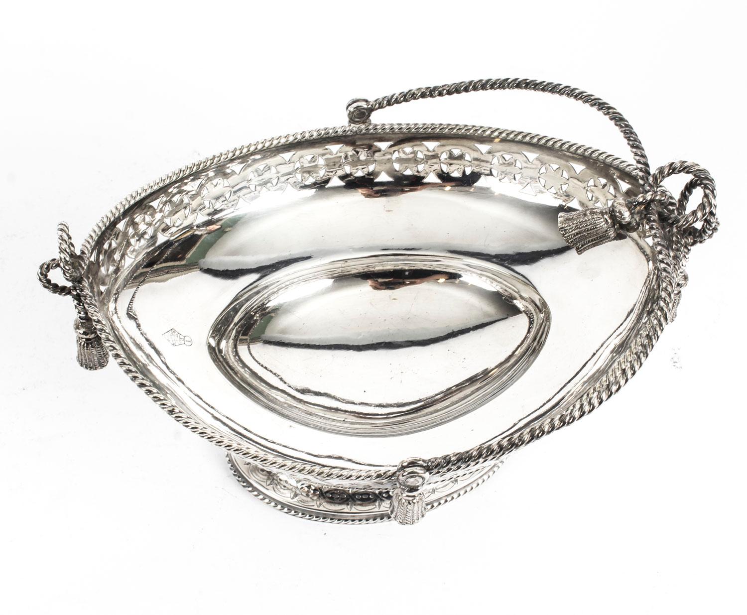 Antique Victorian Oval Silver Plated Sweet Basket, 19th Century 6