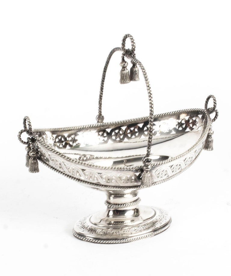 Antique Victorian Oval Silver Plated Sweet Basket, 19th Century at 1stDibs