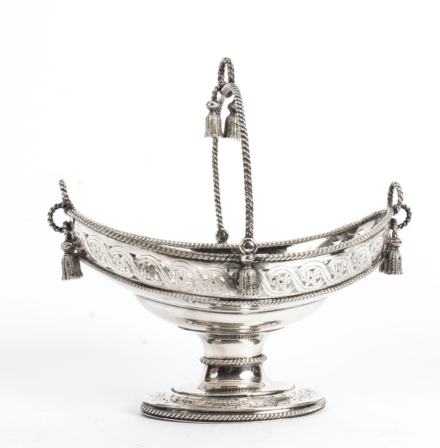 Antique Victorian Oval Silver Plated Sweet Basket, 19th Century 1