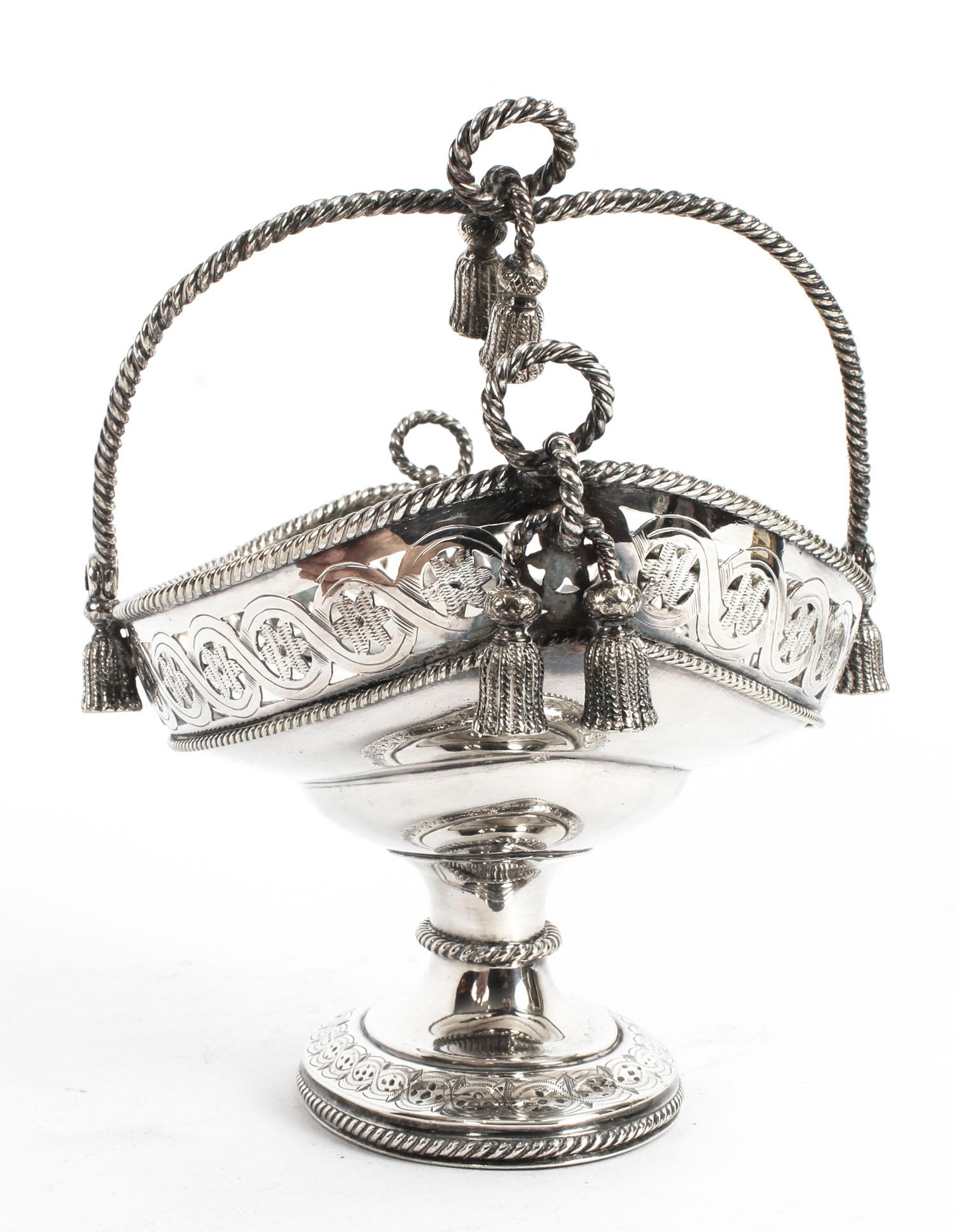 Antique Victorian Oval Silver Plated Sweet Basket, 19th Century 4