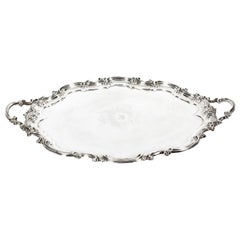 Antique Victorian Oval Silver Plated Tea Tray by Elkington, 19th Century