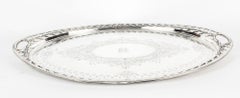 Antique Victorian Oval Silver Plated Tray by Elkington, 19th Century