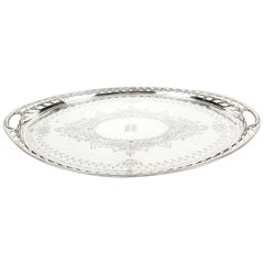 Antique Victorian Oval Silver Plated Tray by Elkington, 19th Century