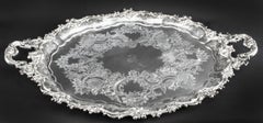 Antique Victorian Oval Silver Plated Tray by Manoah Rhodes, 19th Century
