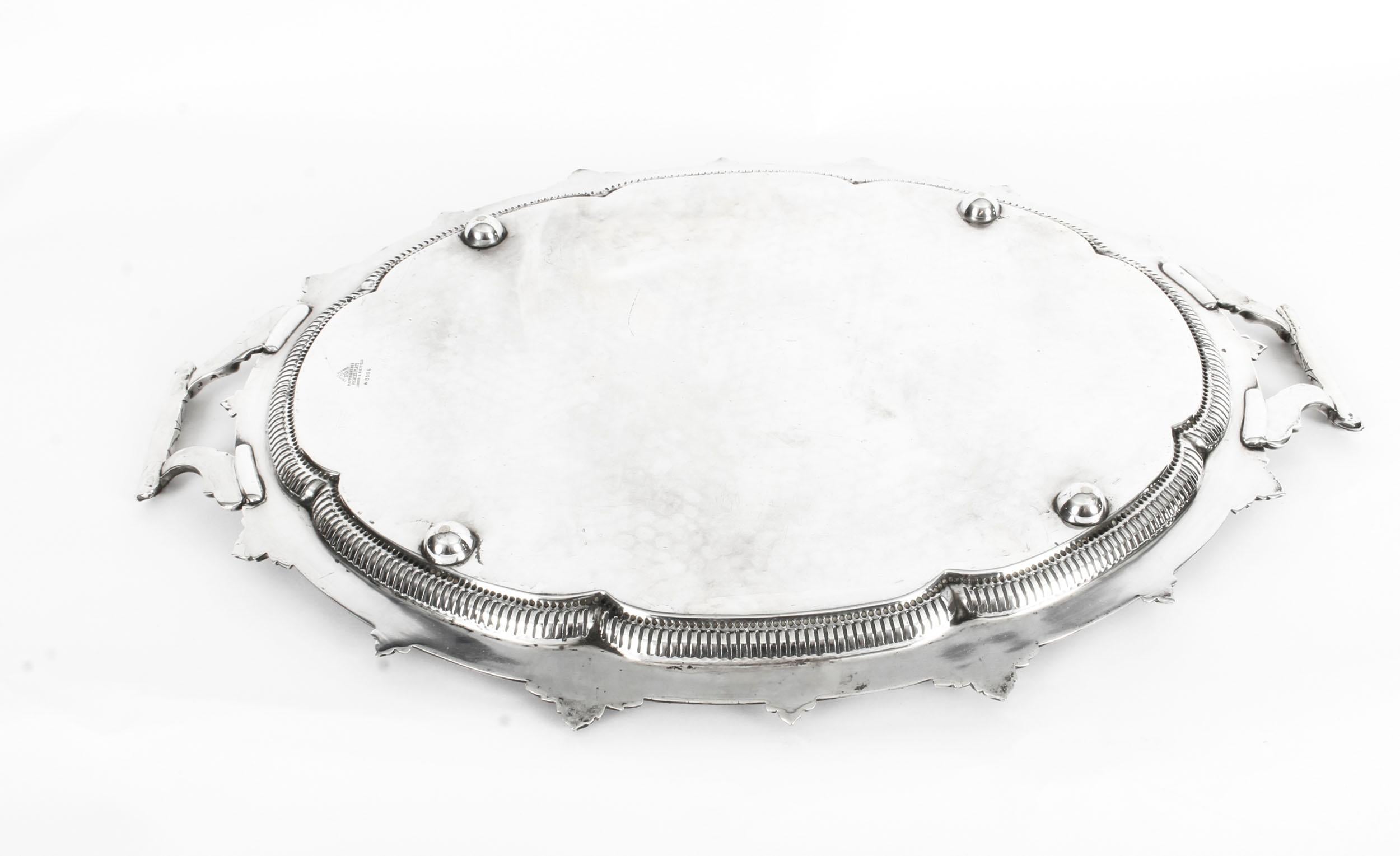 Antique Victorian Oval Silver Plated Tray by Mappin & Webb, 19th Century For Sale 2