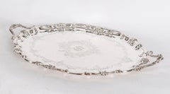 Antique Victorian Oval Silver Plated Tray Thomas Bradbury & Sons 19th Century