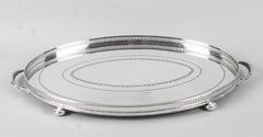 Antique Victorian Oval Silver Plated Tray Walker and Hall, 19th Century
