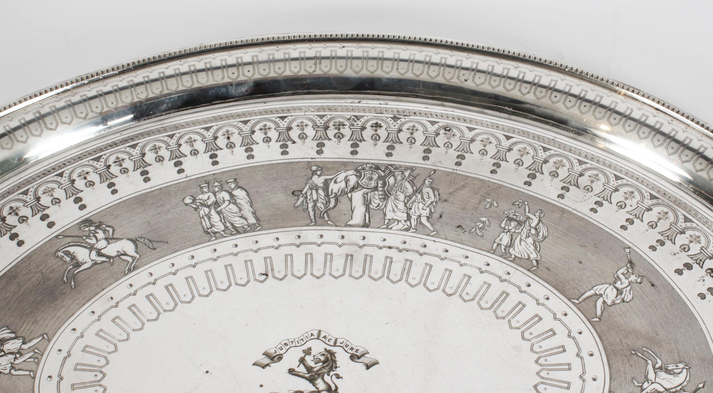 Antico vassoio ovale vittoriano placcato in argento Walker & Hall, XIX secolo In condizioni buone a London, GB