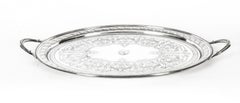 Antique Victorian Oval Silver Plated Twin Handled Tray 1870, 19th Century