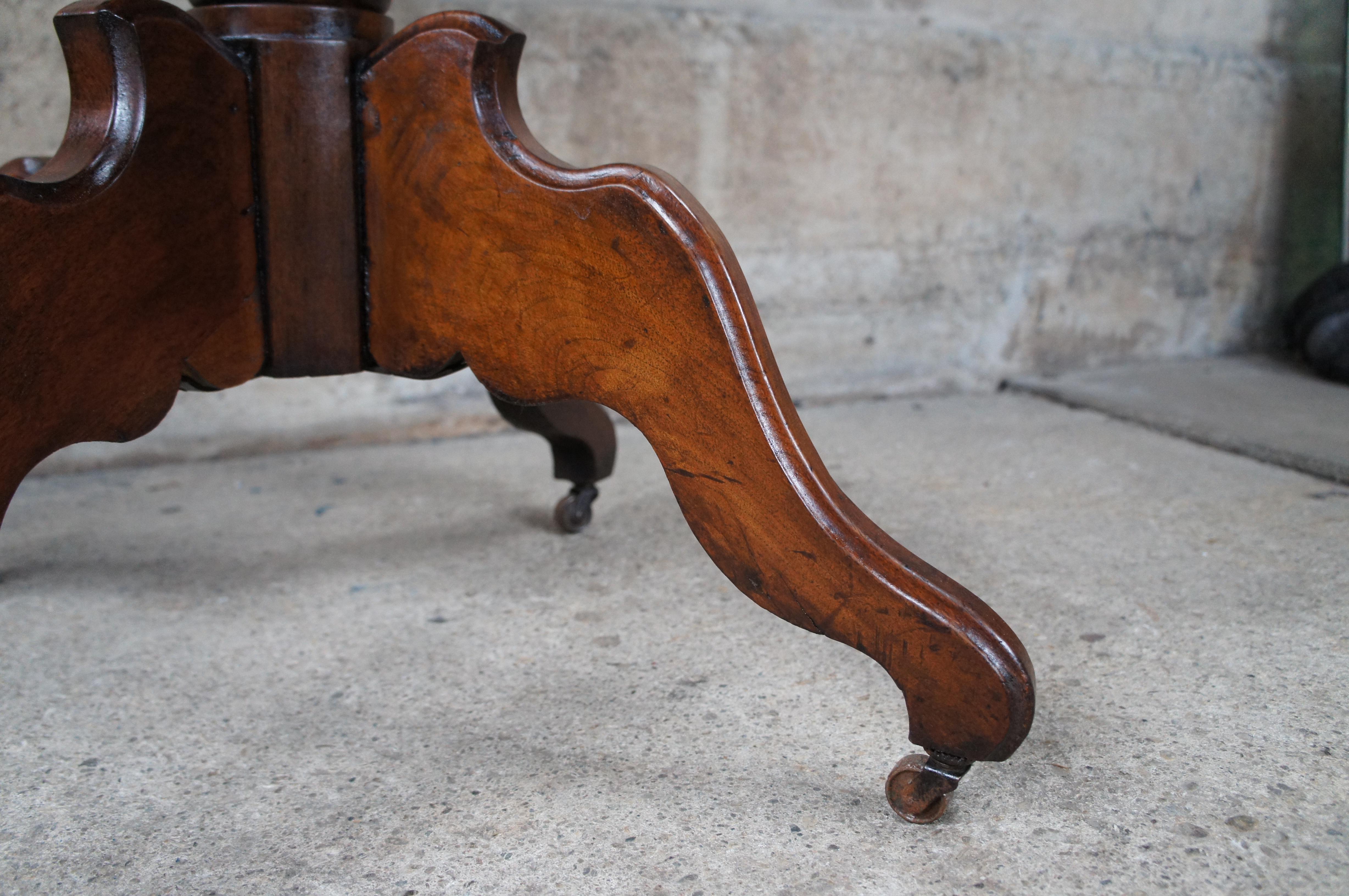 Antique Victorian Oval Walnut Drop Leaf Side End Dining Game Console Table 7