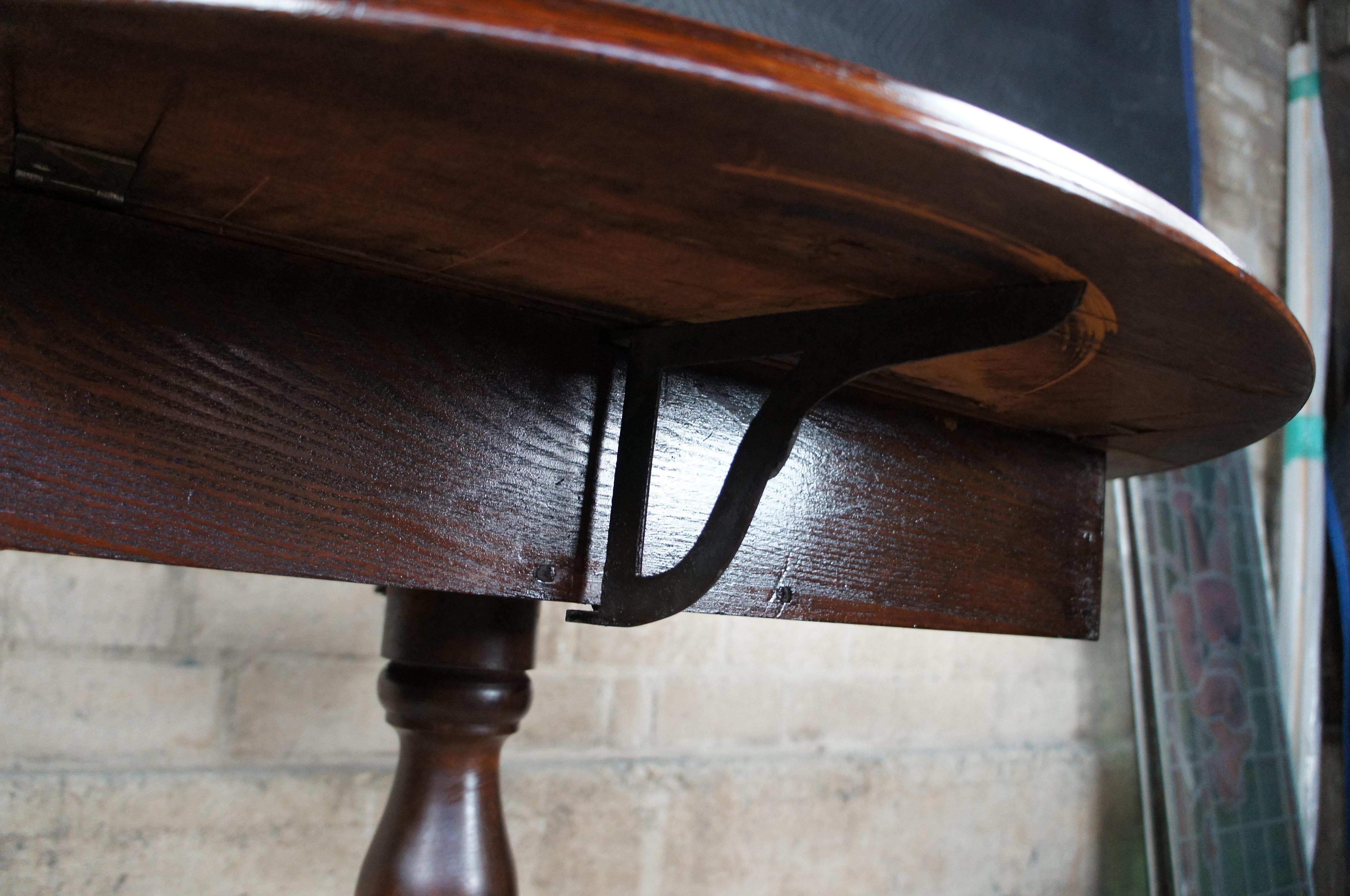 Antique Victorian Oval Walnut Drop Leaf Side End Dining Game Console Table 5