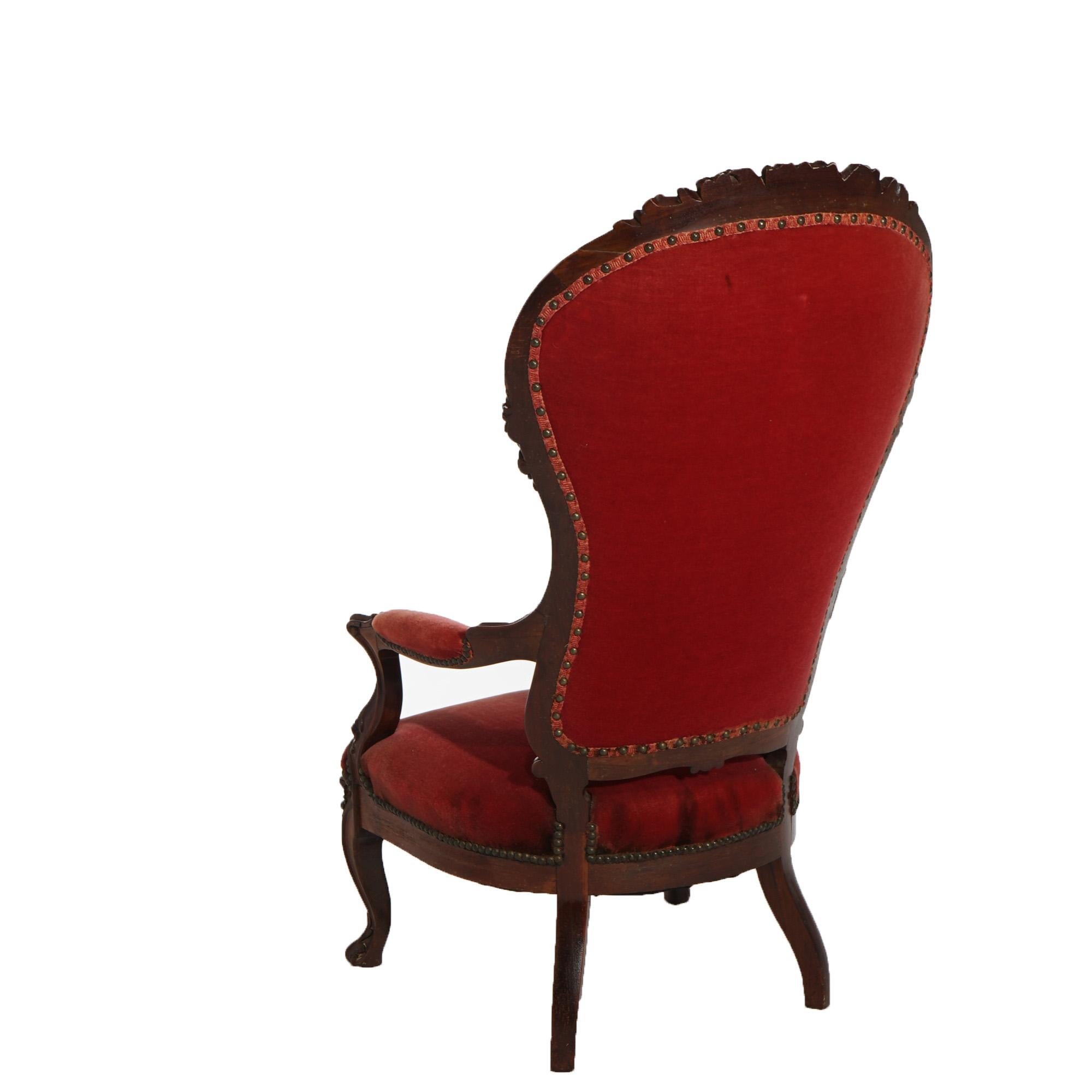 Antique Victorian Oversized Carved Walnut Armchair, C1890 For Sale 7