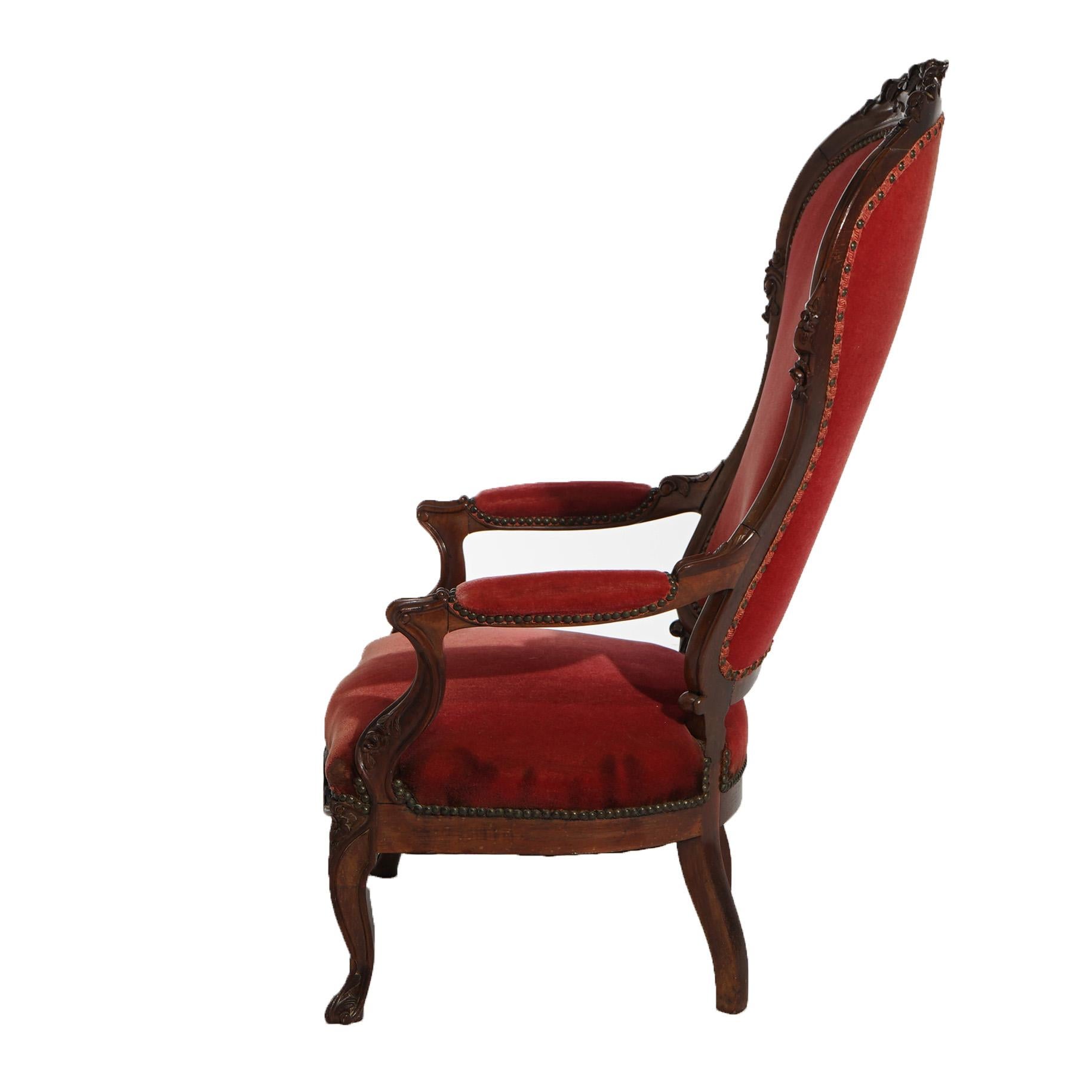 Antique Victorian Oversized Carved Walnut Armchair, C1890 For Sale 8