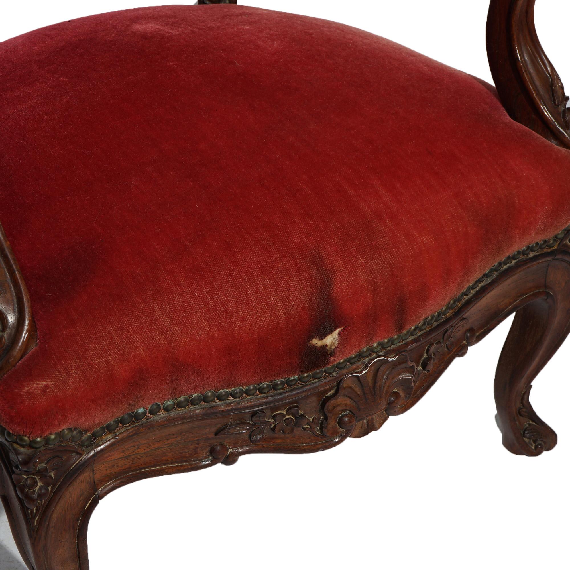 20th Century Antique Victorian Oversized Carved Walnut Armchair, C1890 For Sale