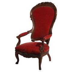 Antique Victorian Oversized Carved Walnut Armchair, C1890