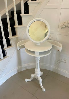 Antique Victorian Painted Adjustable Shaving Stand Vanity Mirror