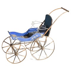 Antique Victorian Painted & Stenciled Doll Buggy 19th C