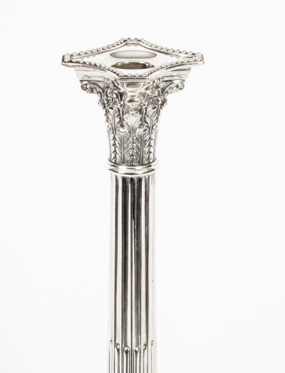 Antique Victorian Pair Neo-classical Silver Plated Candlesticks Late 19th C In Good Condition In London, GB