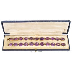 Antica coppia vittoriana di bracciali ovali in ametista A. Collet