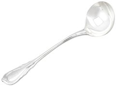 Antiguo par victoriano de cucharones para salsa de plata de ley con dibujo de lirio