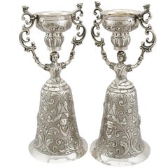 Antique Victorian Pair of Sterling Silver Wager Cups