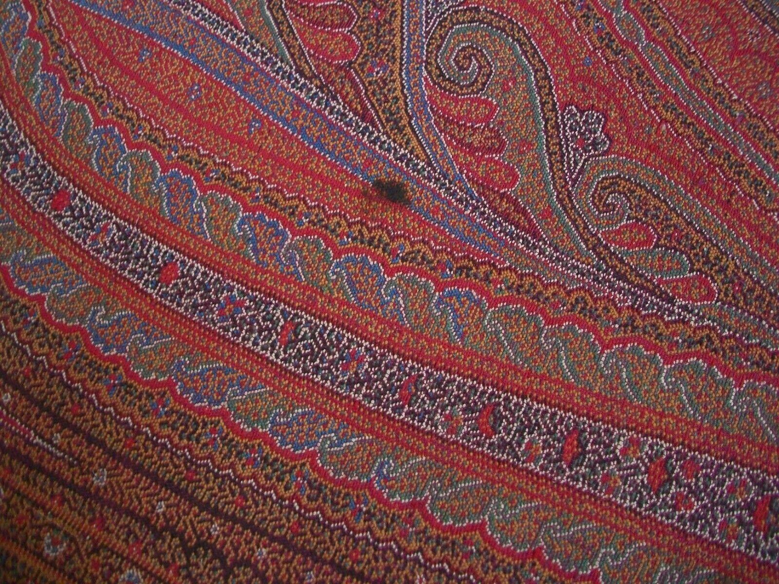 Wool Antique Victorian Paisley Shawl, Fine Weave, circa 1850's For Sale