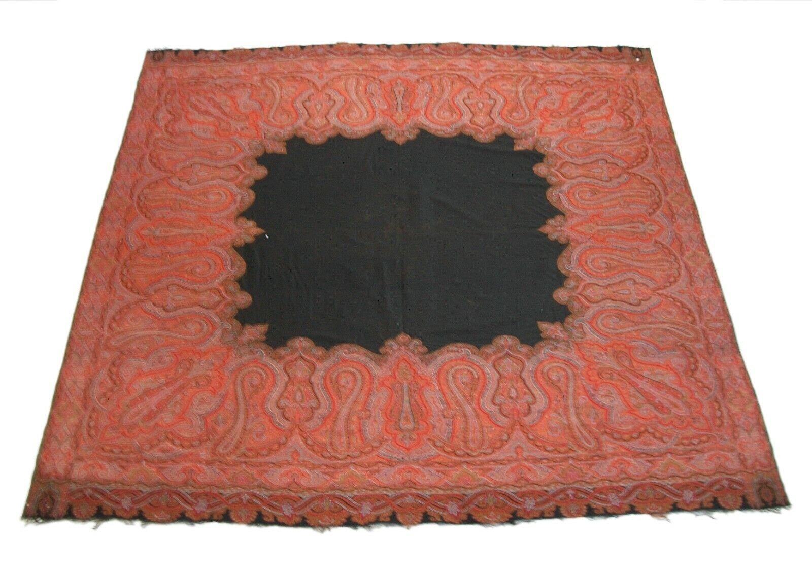 European Antique Victorian Paisley Shawl, Fine Weave, Circa 1850's For Sale