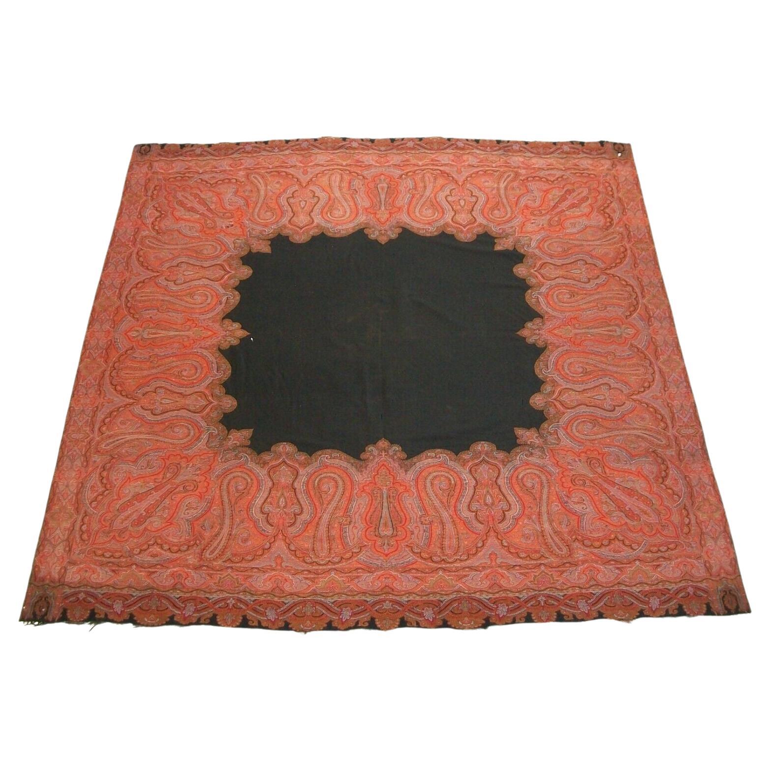 Antiker viktorianischer Paisley-Schal, fein gewebt, um 1850