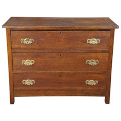 Antique Victorian Paneled Oak 3 Drawer Dresser Chest of Drawers Console