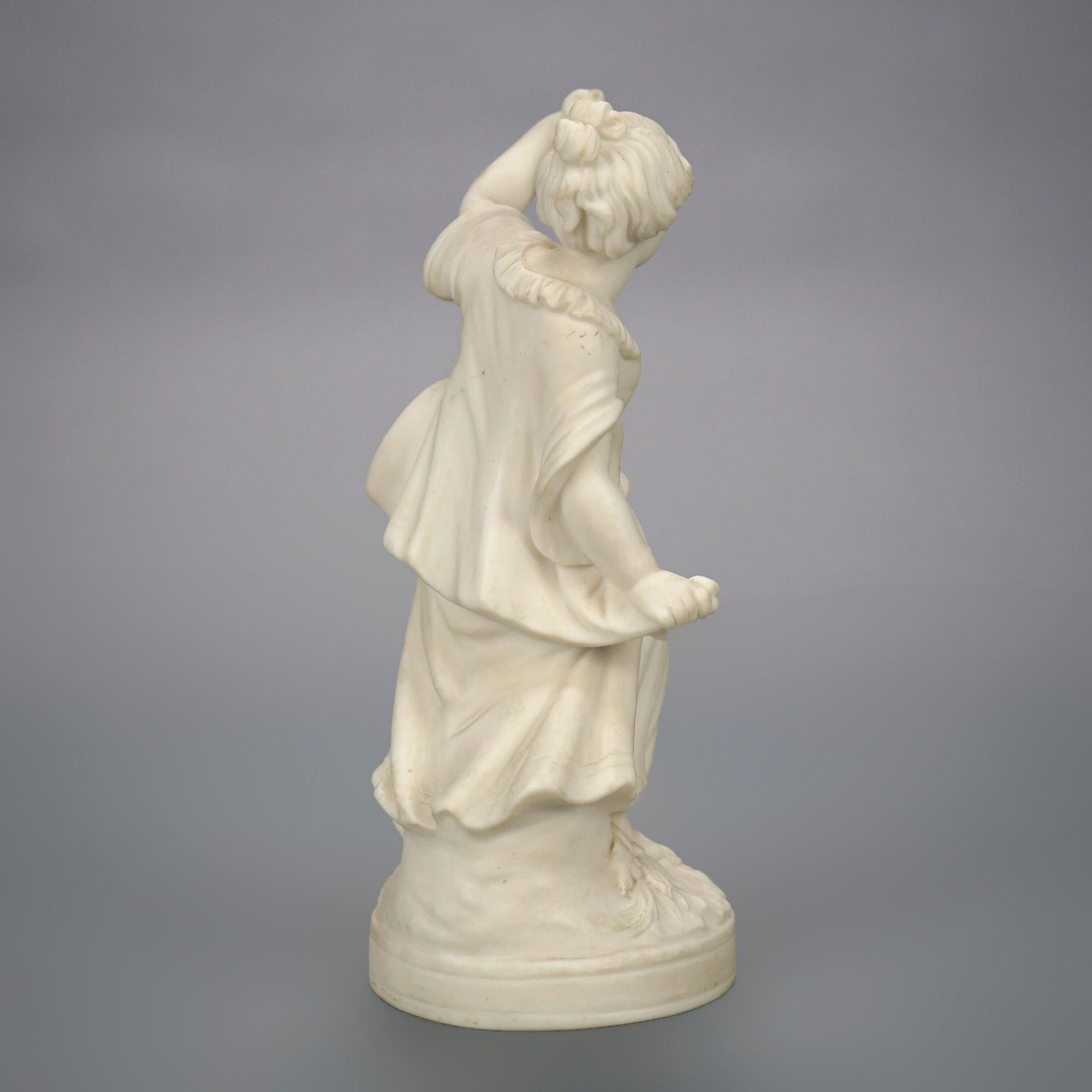 Antique Victorian Parian Statue of a Classical Young Woman with Grapes, 19th C In Good Condition In Big Flats, NY