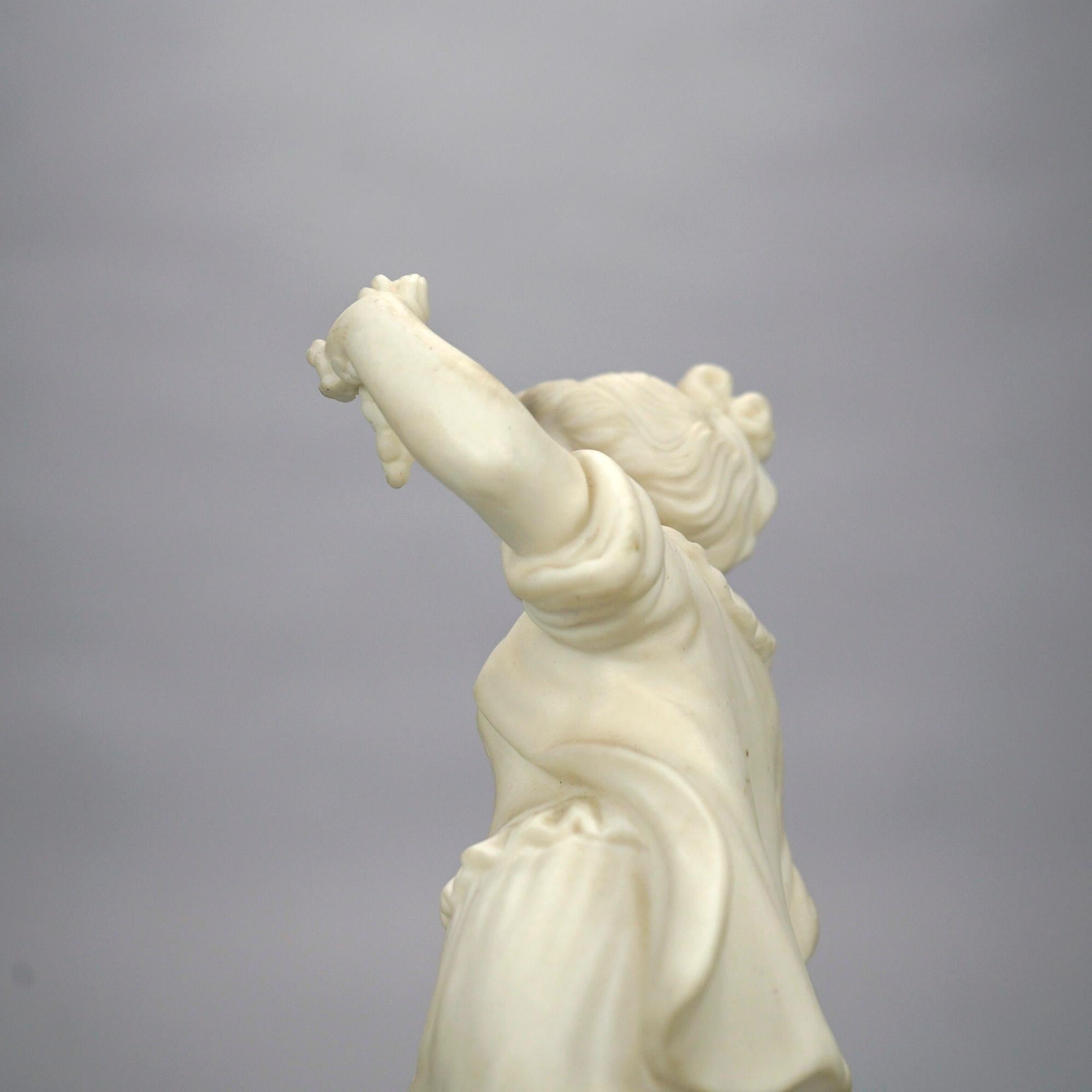 Antique Victorian Parian Statue of a Classical Young Woman with Grapes, 19th C 1