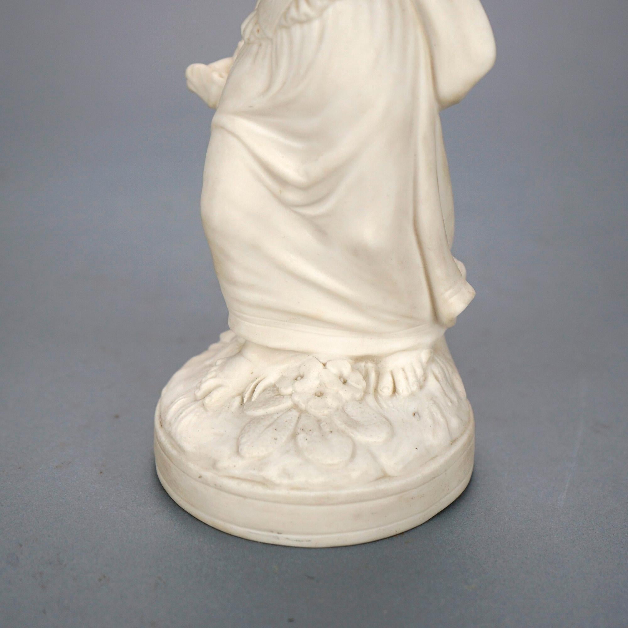 Antique Victorian Parian Statue of a Classical Young Woman with Grapes, 19th C 2