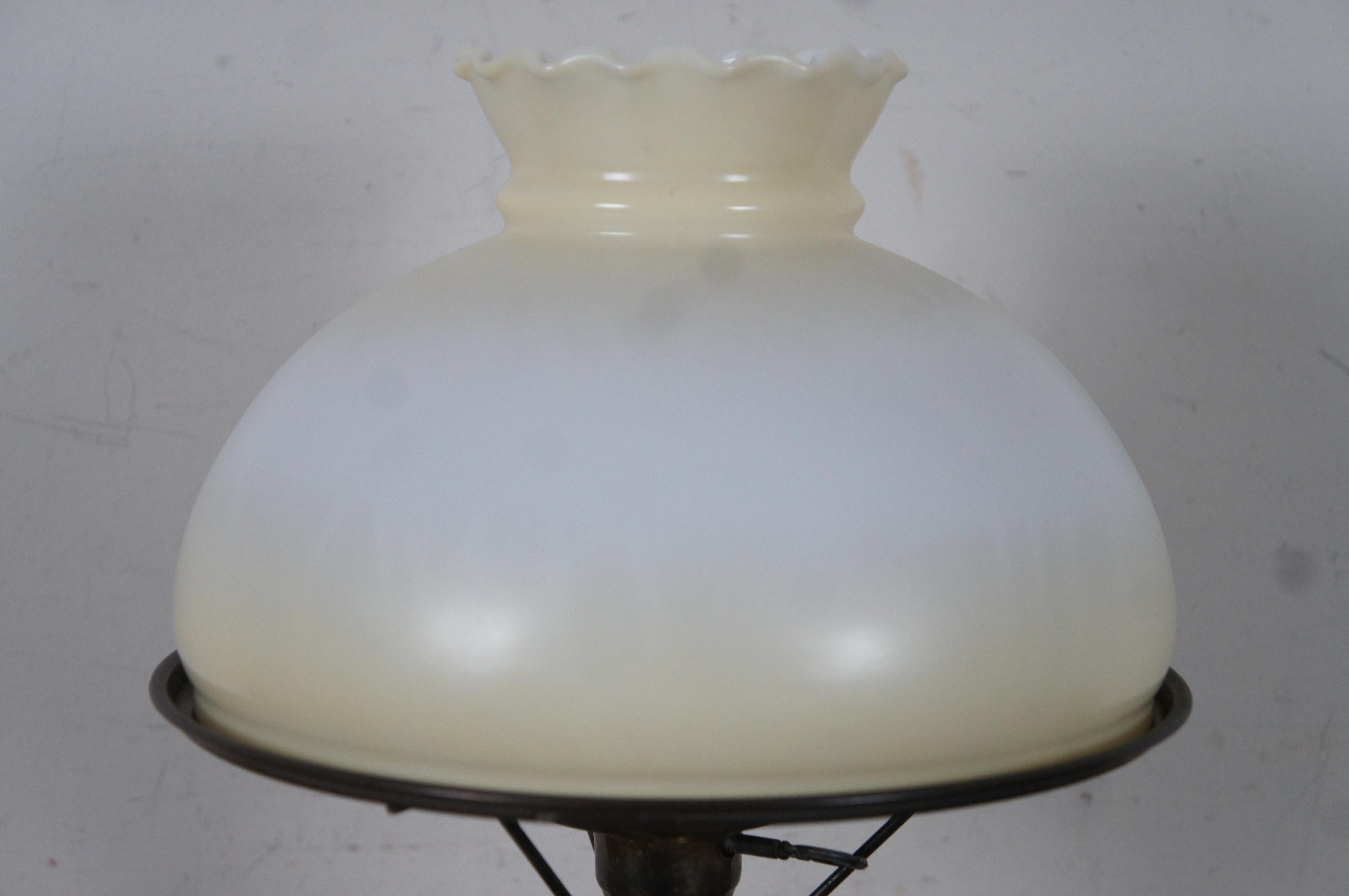 Antique Victorian Parlor Gone with the Wind Converted Oil Lamp Floral For Sale 2