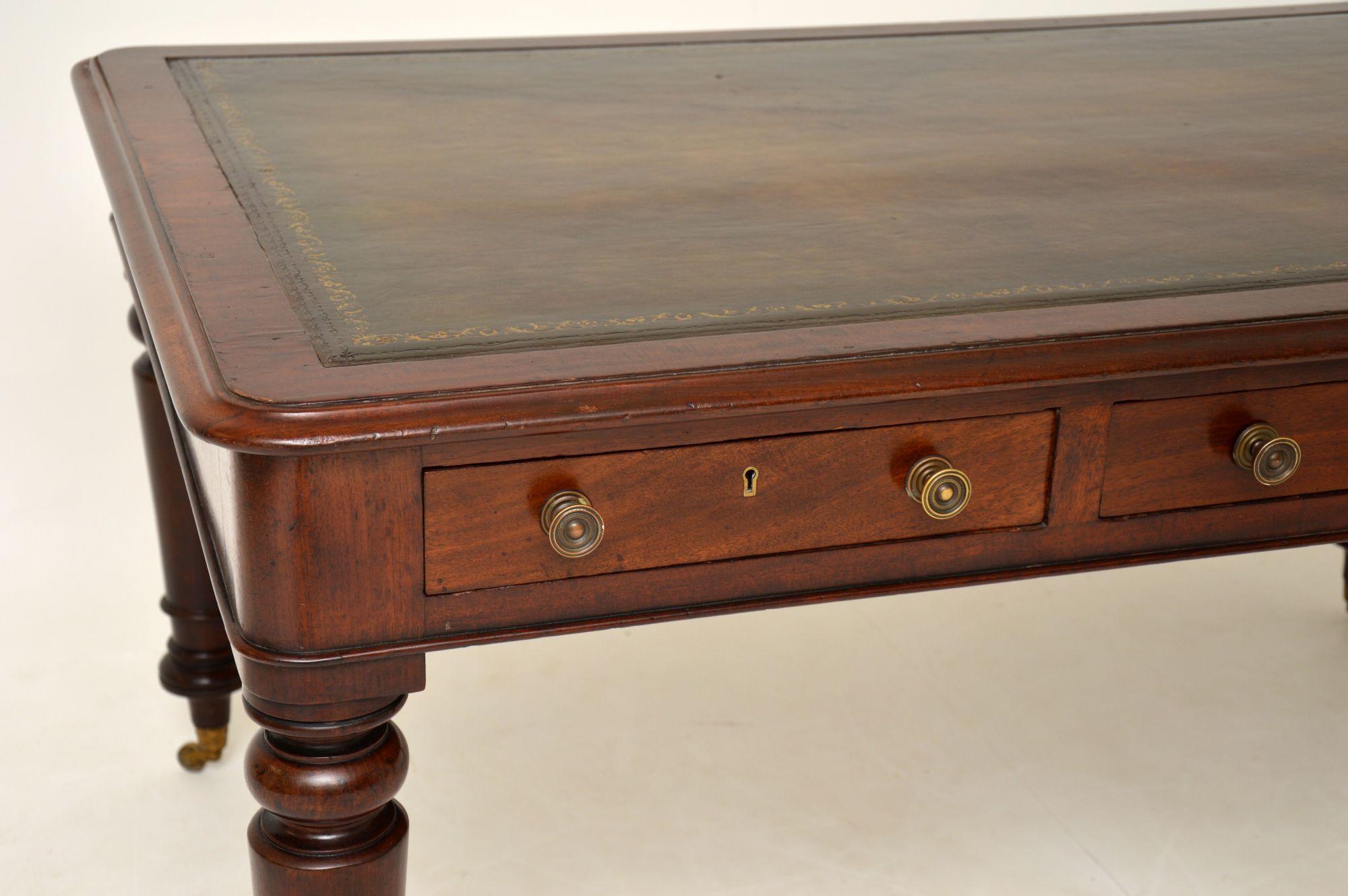 Leather Antique Victorian Partners Desk / Writing Table