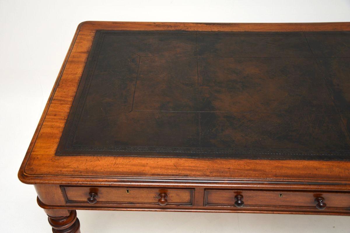 Leather Antique Victorian Partners Desk / Writing Table For Sale