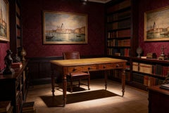 Antique Victorian Partners Writing Library Table Desk 19th Century