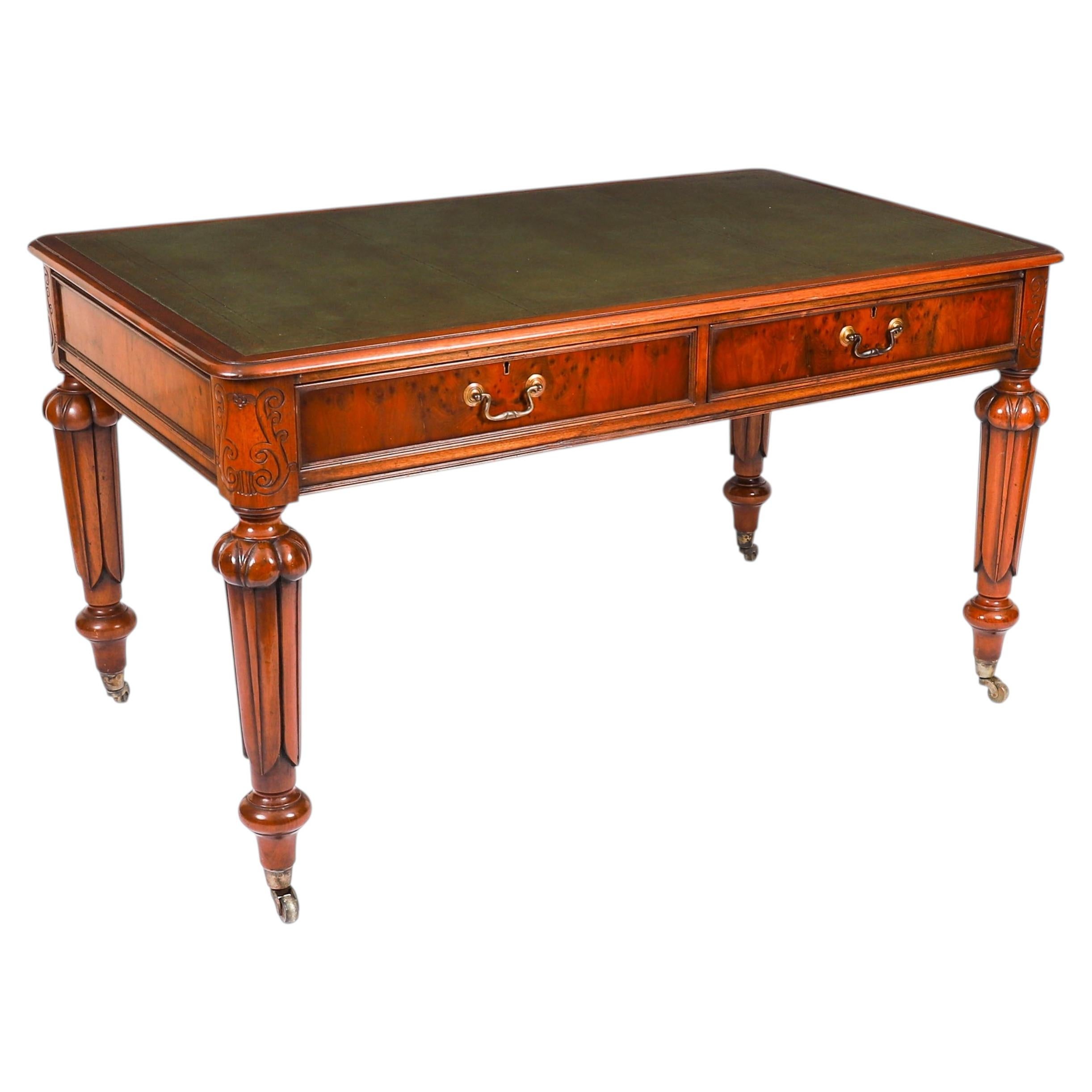 Antique Victorian Partners Writing Library Table Desk 19th Century