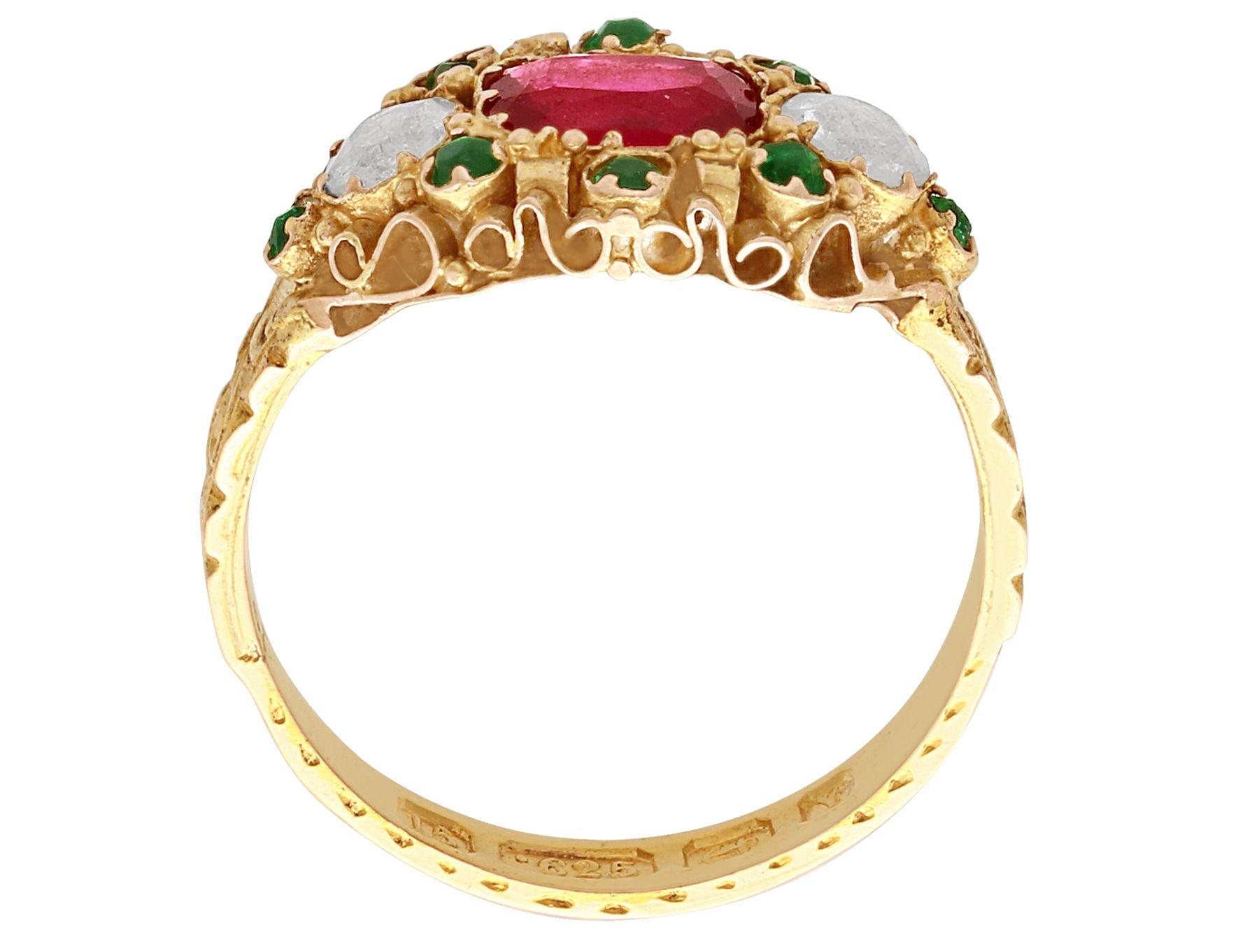 Women's Antique Victorian 1873 Paste and 15k Yellow Gold Cocktail Ring For Sale
