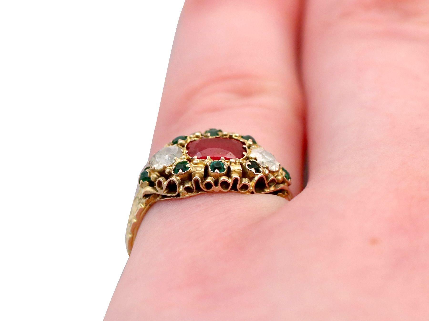 Antique Victorian 1873 Paste and 15k Yellow Gold Cocktail Ring For Sale 3