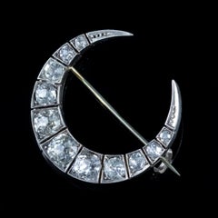 Antique Victorian Paste Crescent Moon Brooch Silver, circa 1900