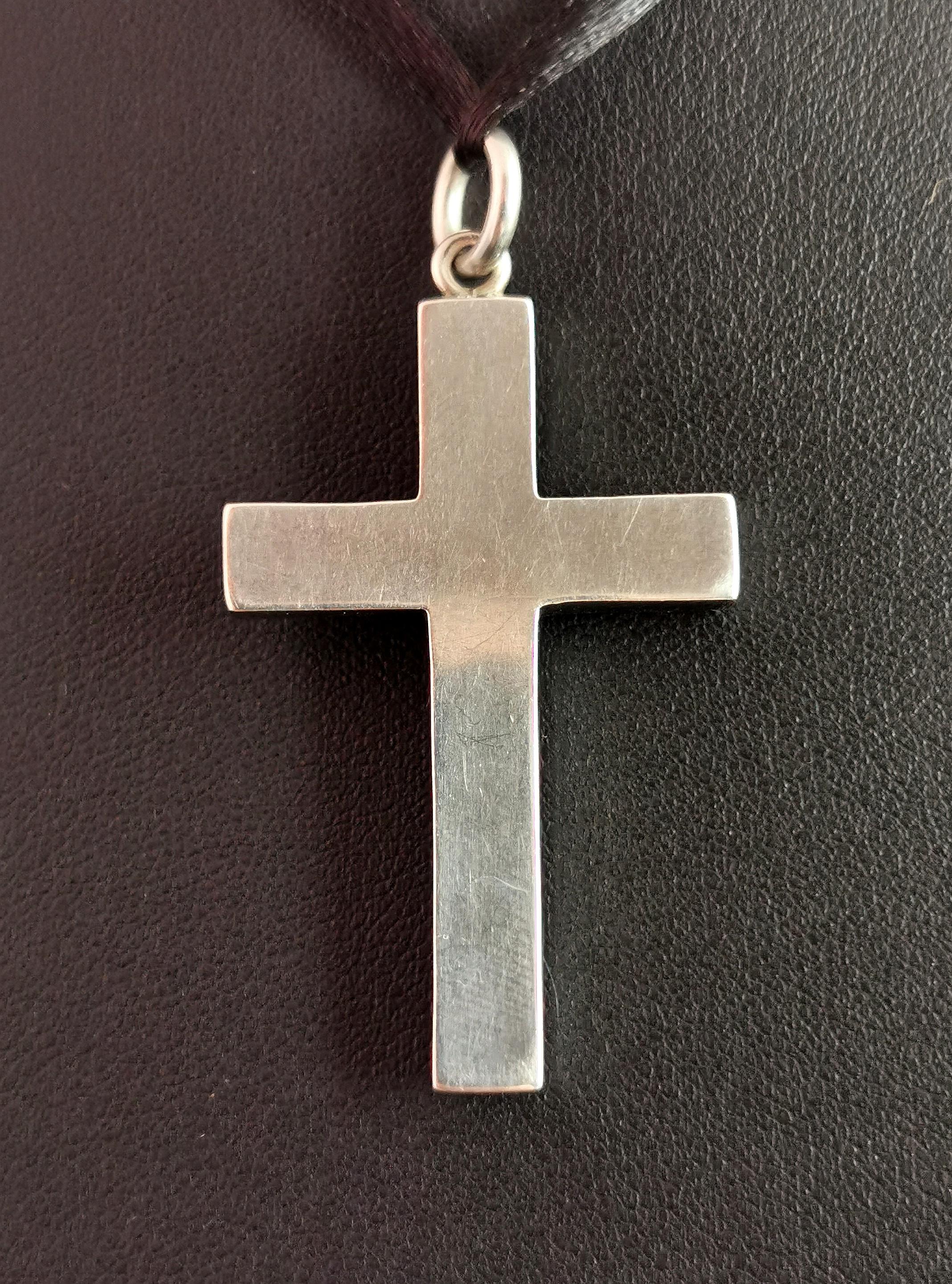 Antique Victorian Paste Cross Pendant, Sterling Silver 6
