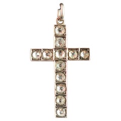Antique Victorian Paste Cross Pendant, Sterling Silver