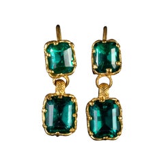 Antique Victorian Paste Double Drop Earrings 18 Carat Gold, circa 1900