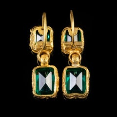 Antique Victorian Paste Double Drop Earrings 18 Carat Gold, circa 1900