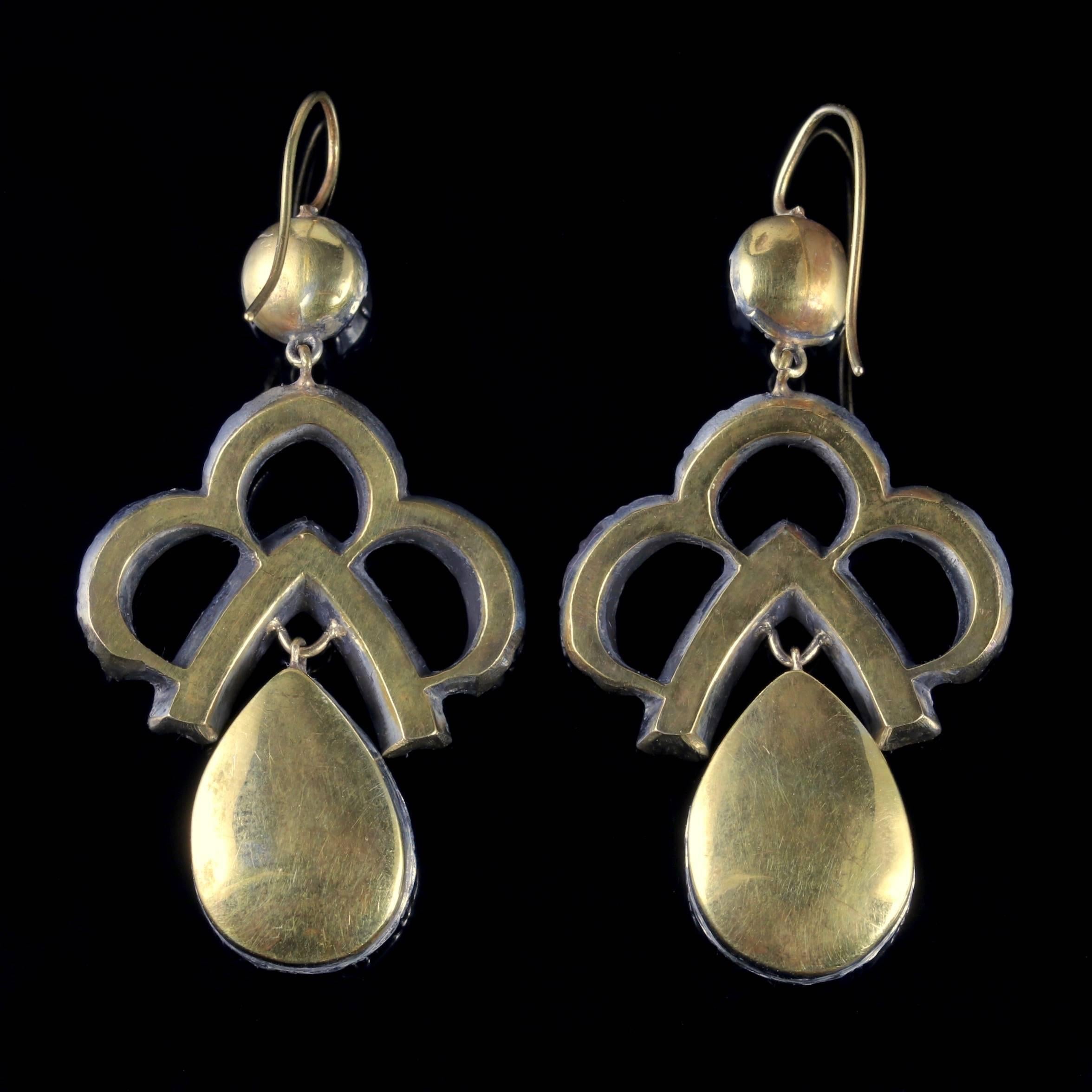 Antique Victorian Paste Earrings Silver Gold, circa 1880 In Excellent Condition For Sale In Lancaster, Lancashire