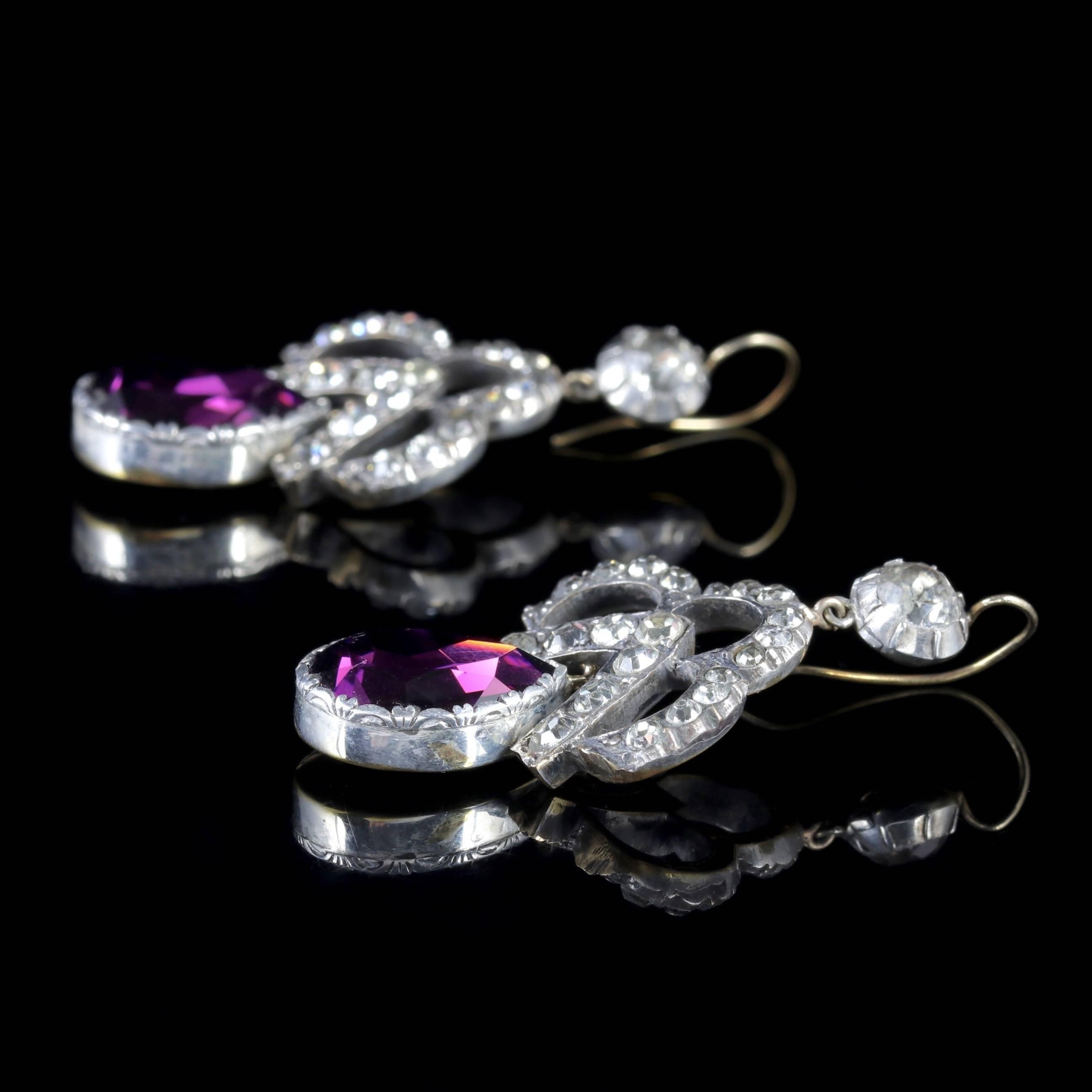 Women's Antique Victorian Paste Earrings Silver Gold, circa 1880 For Sale