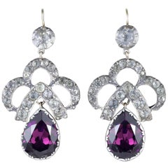 Antique Victorian Paste Earrings Silver Gold, circa 1880