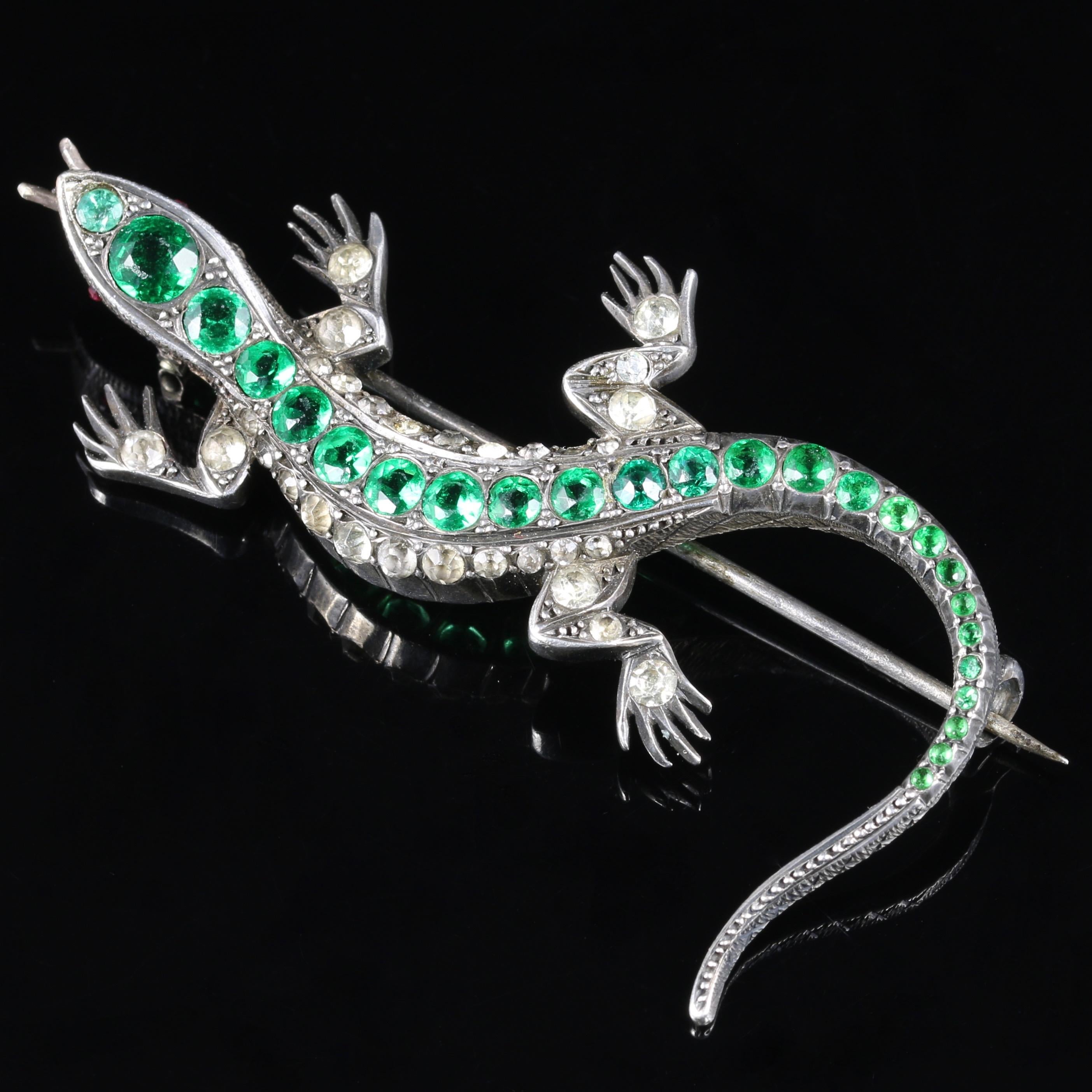 Antique Victorian Paste Lizard Brooch, circa 1890 In Excellent Condition In Lancaster, Lancashire